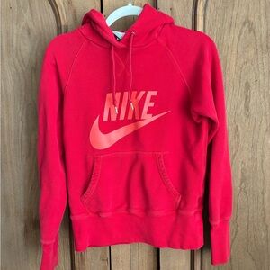 Nike Red Pullover Hoodie Sweatshirt Big Logo Activewear